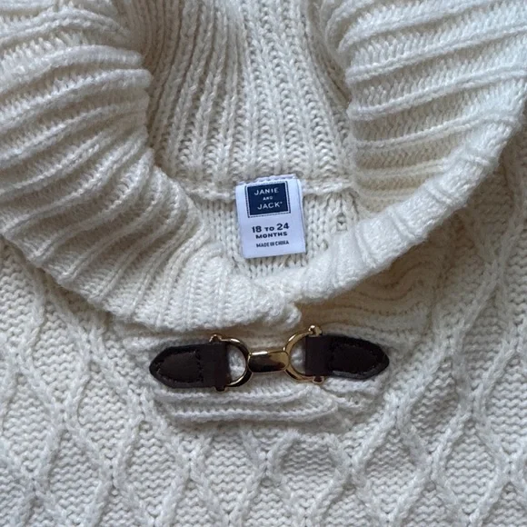 Janie & Jack Cream Cowl Neck Sweater - Picture 2 of 3